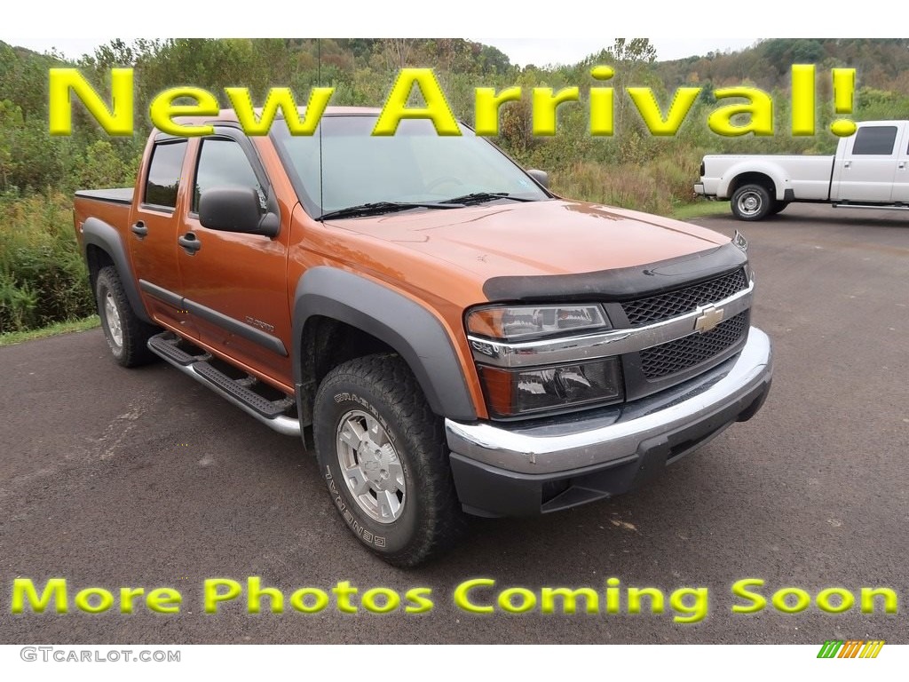 2004 Colorado LS Crew Cab 4x4 - Sunburst Orange Metallic / Very Dark Pewter photo #1