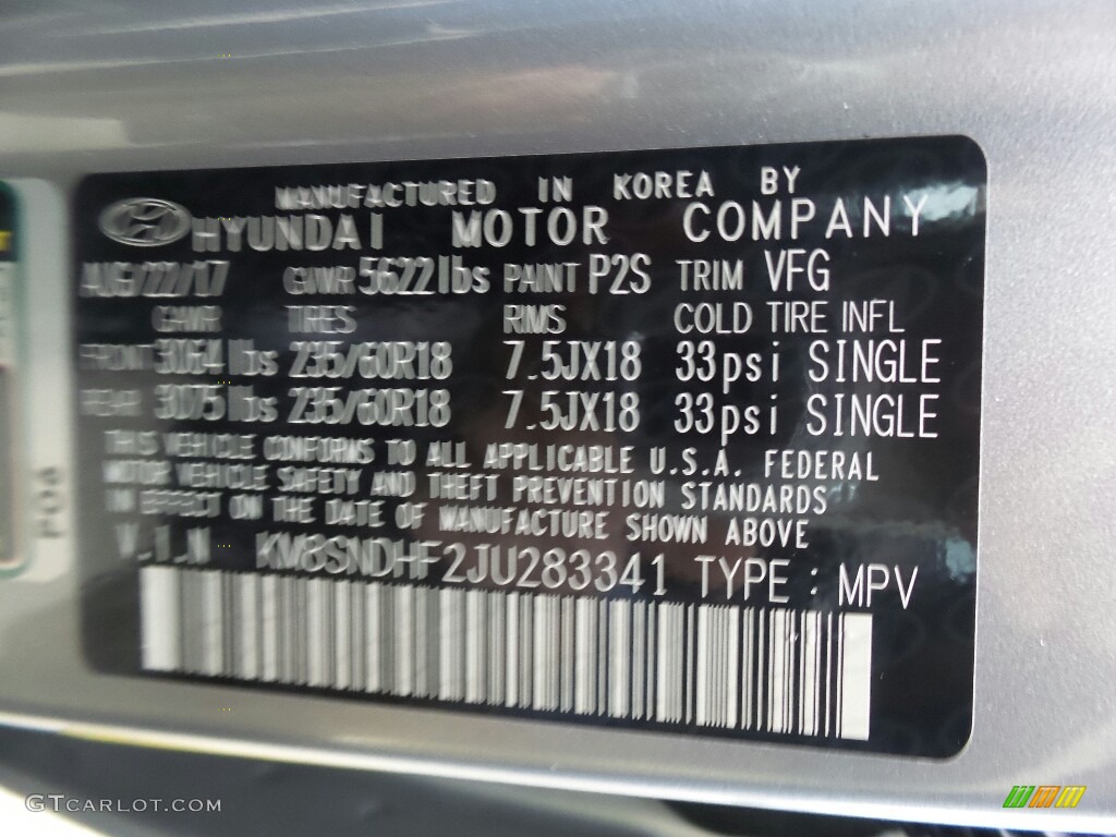 2018 Santa Fe SE AWD - Iron Frost / Gray photo #8