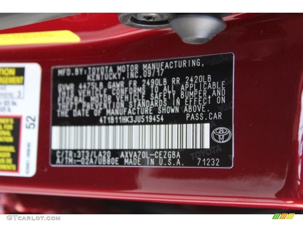 2018 Camry XLE - Ruby Flare Pearl / Black photo #26