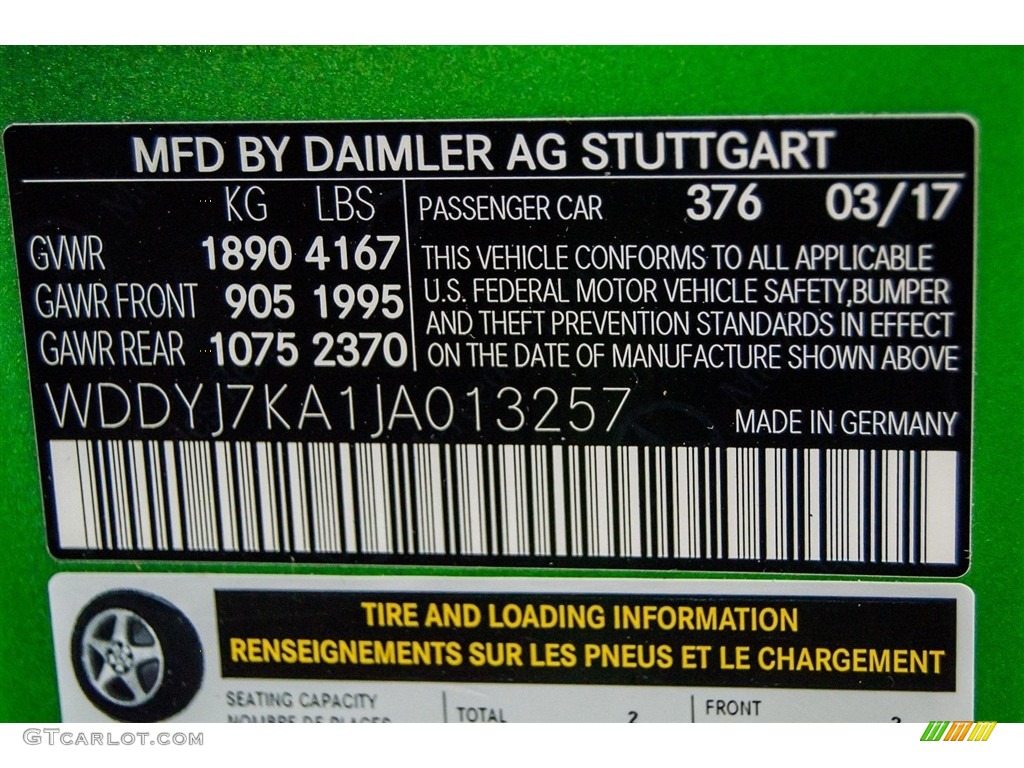 2018 AMG GT Color Code 376 for AMG Green Hell Magno Photo #123293505