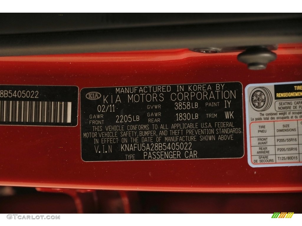 2011 Forte EX 5 Door - Spicy Red / Black photo #19
