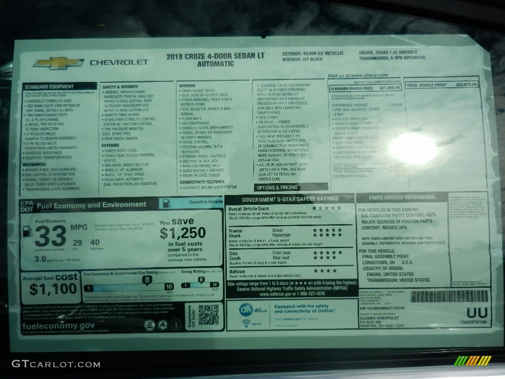 2018 Cruze LT - Silver Ice Metallic / Jet Black photo #6