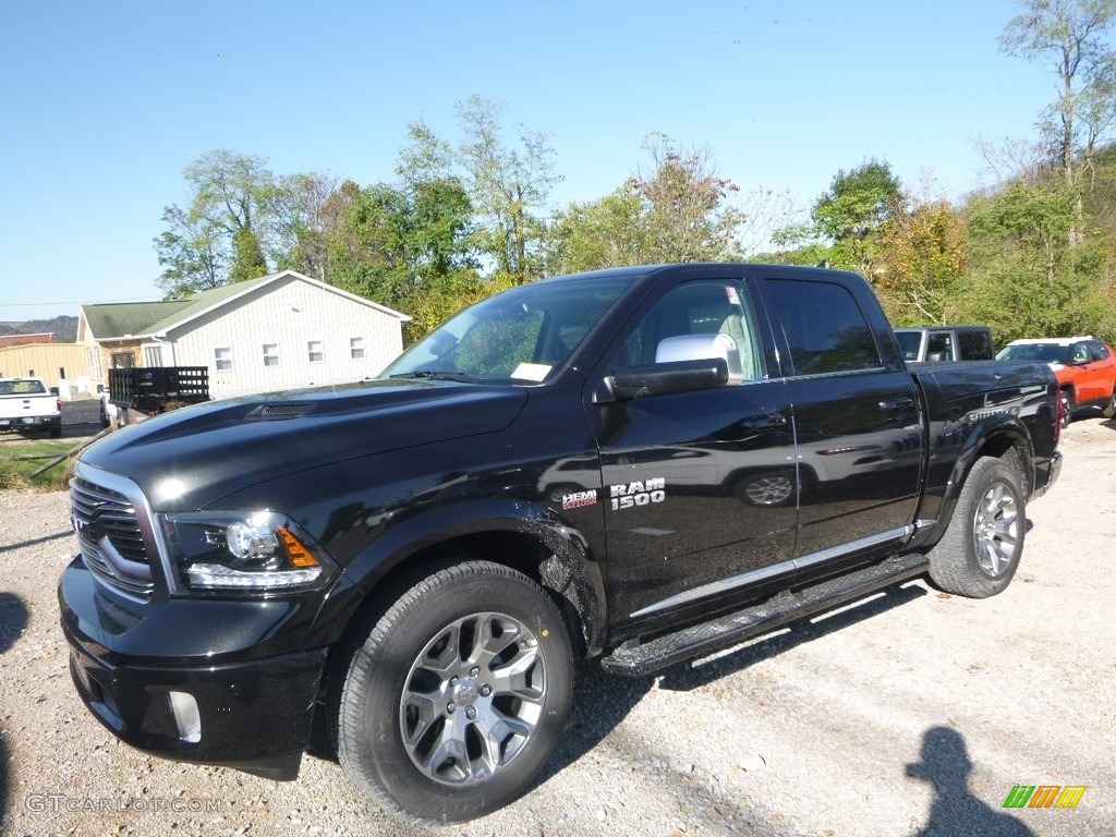 2018 1500 Laramie Longhorn Crew Cab 4x4 - Brilliant Black Crystal Pearl / Canyon Brown/Light Frost Beige photo #1