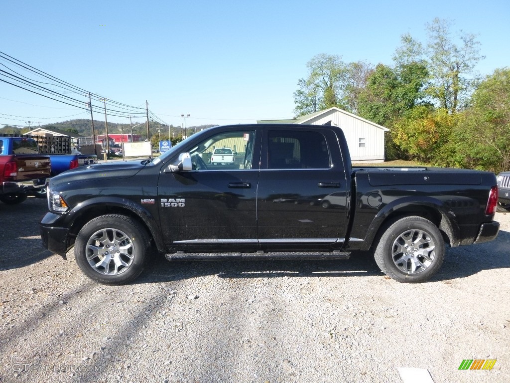 2018 1500 Laramie Longhorn Crew Cab 4x4 - Brilliant Black Crystal Pearl / Canyon Brown/Light Frost Beige photo #2