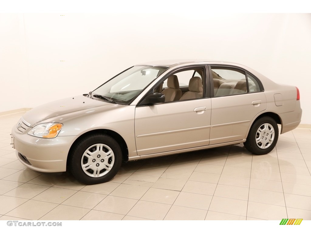 2002 Civic LX Sedan - Titanium Metallic / Beige photo #3