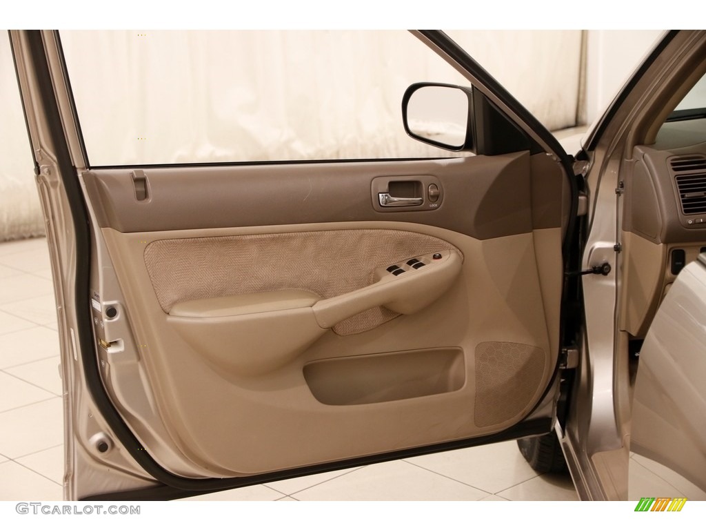 2002 Civic LX Sedan - Titanium Metallic / Beige photo #4