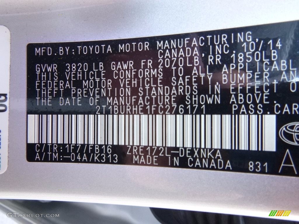 2015 Corolla LE - Classic Silver Metallic / Ash photo #27