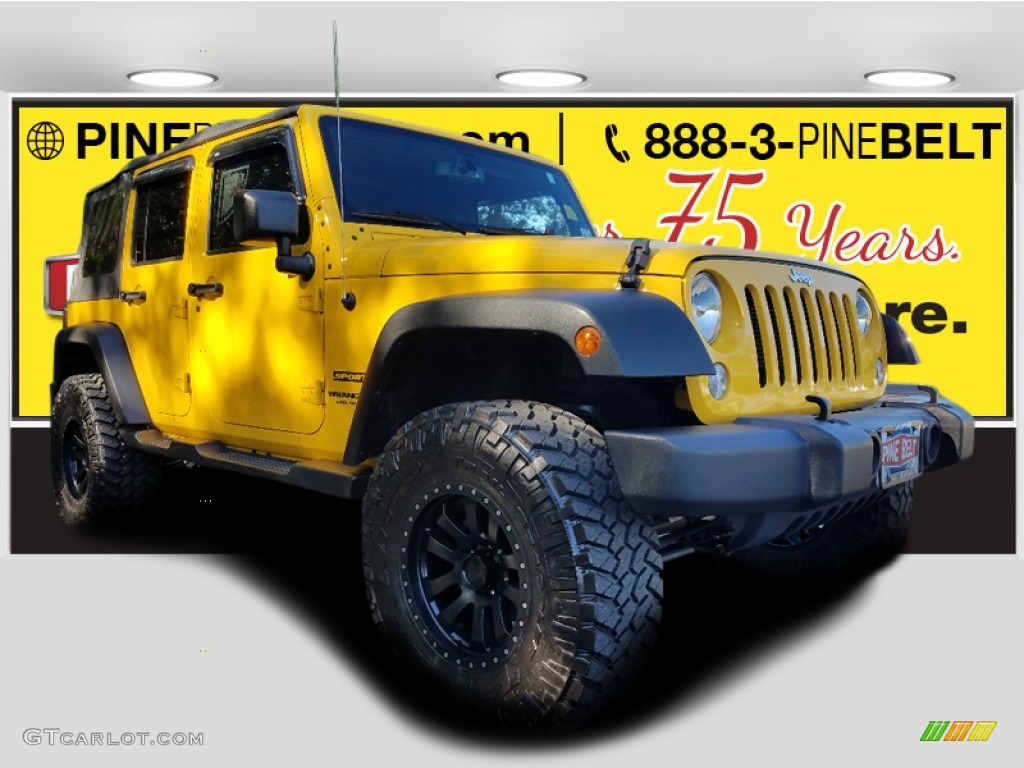 2015 Wrangler Unlimited Sport 4x4 - Baja Yellow / Black photo #1