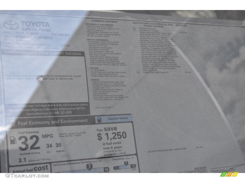 2018 Toyota RAV4 XLE AWD Hybrid Window Sticker Photo #123361379