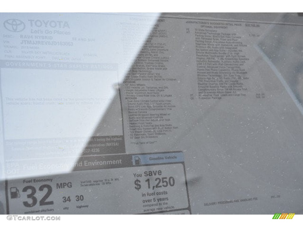 2018 Toyota RAV4 SE AWD Hybrid Window Sticker Photos