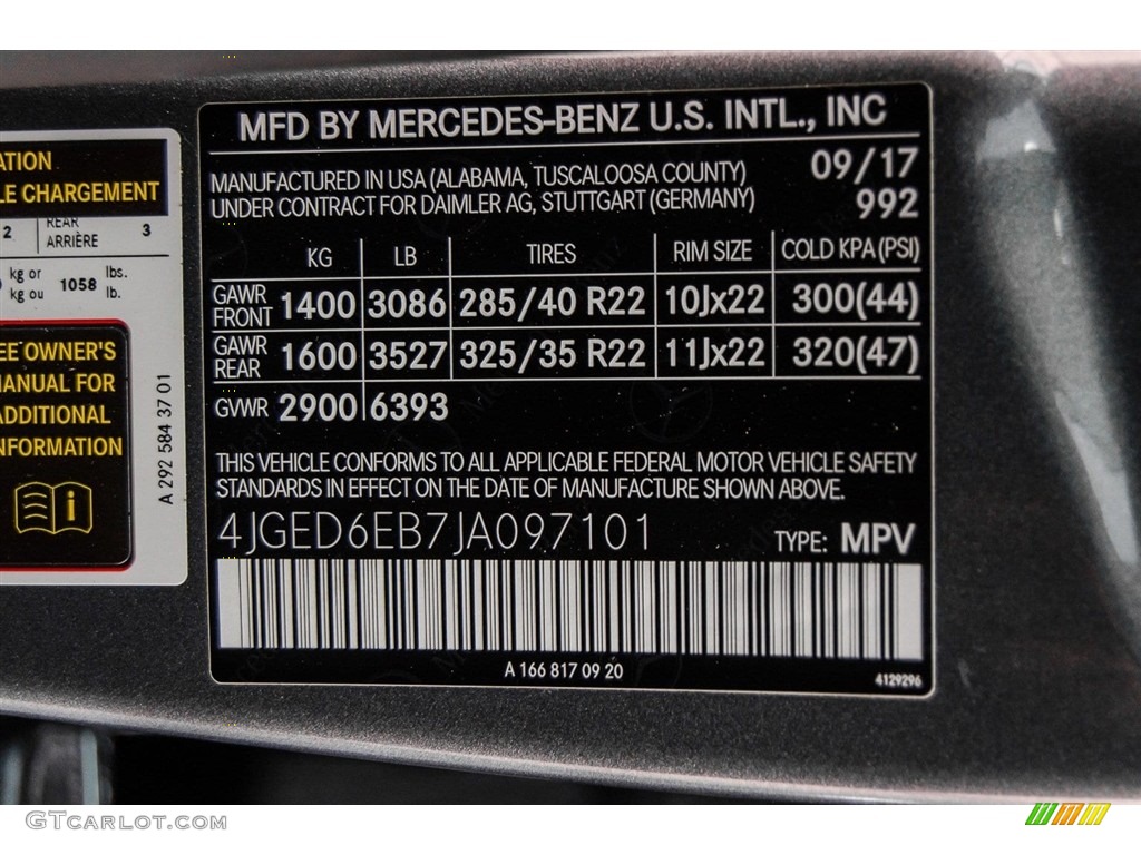 2018 GLE Color Code 992 for Selenite Grey Metallic Photo #123368113