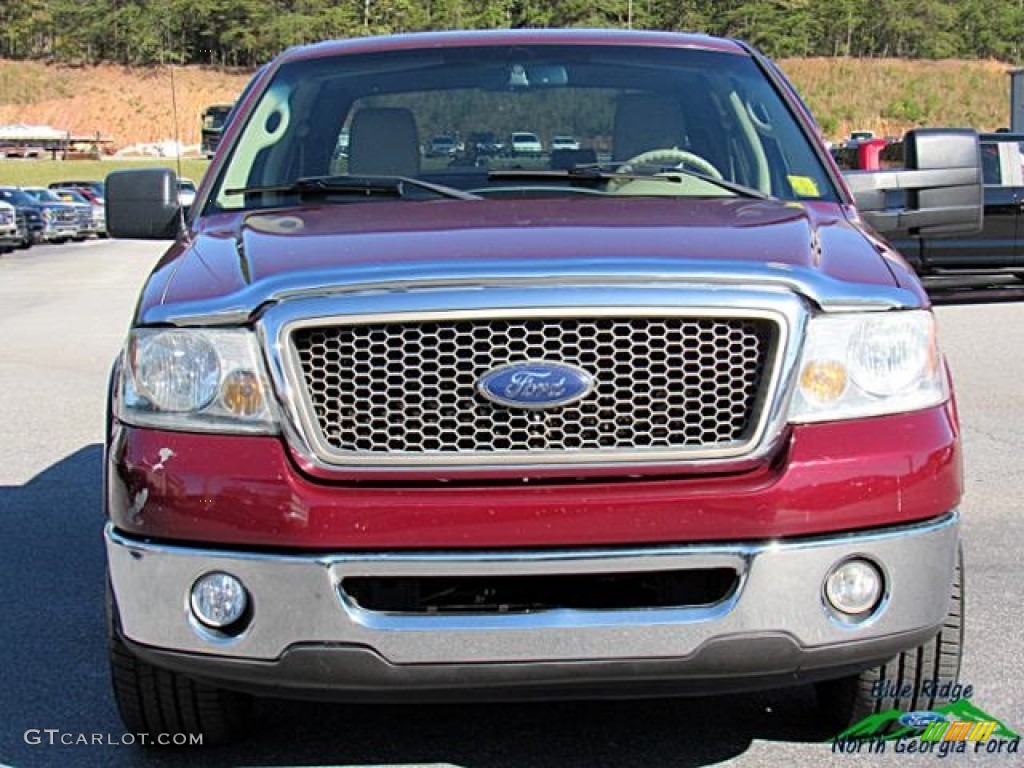 2006 F150 Lariat SuperCrew - Dark Toreador Red Metallic / Tan photo #4