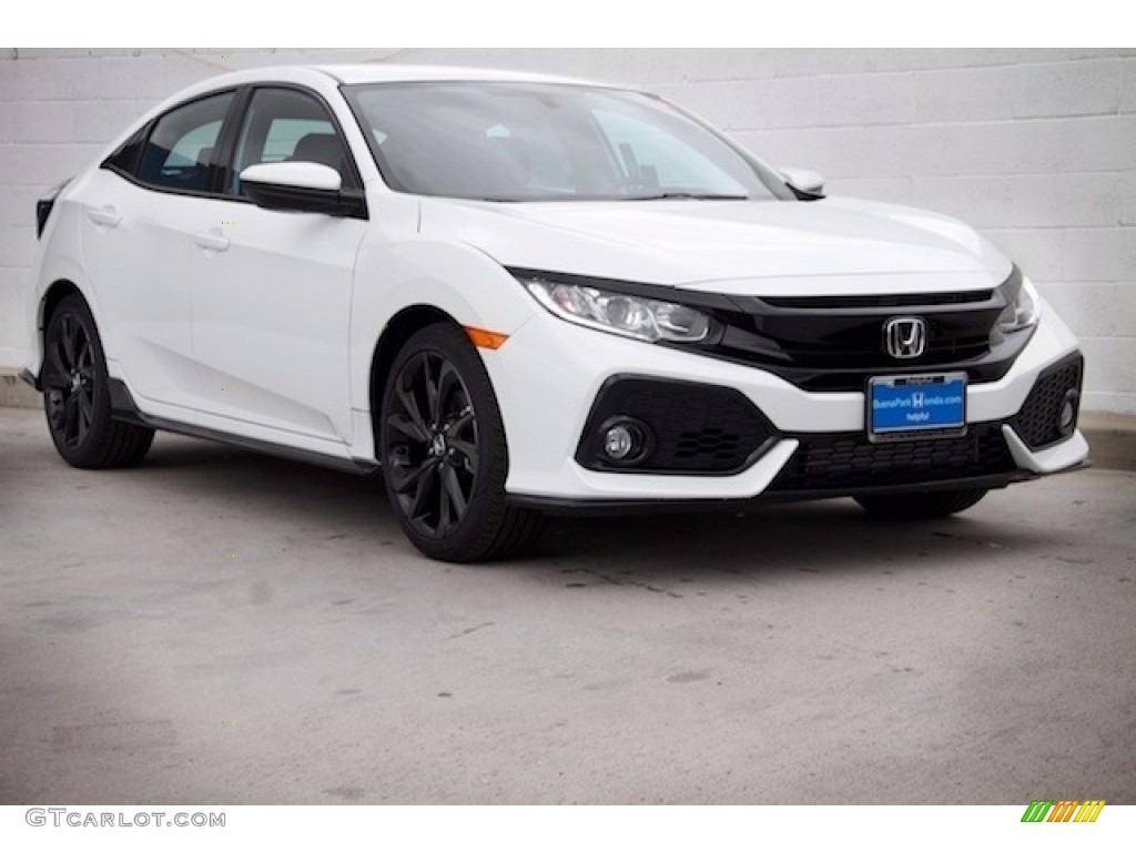2018 Civic Sport Hatchback - White Orchid Pearl / Black/Ivory photo #1