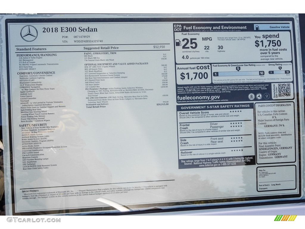 2018 E 300 Sedan - Black / Black photo #11