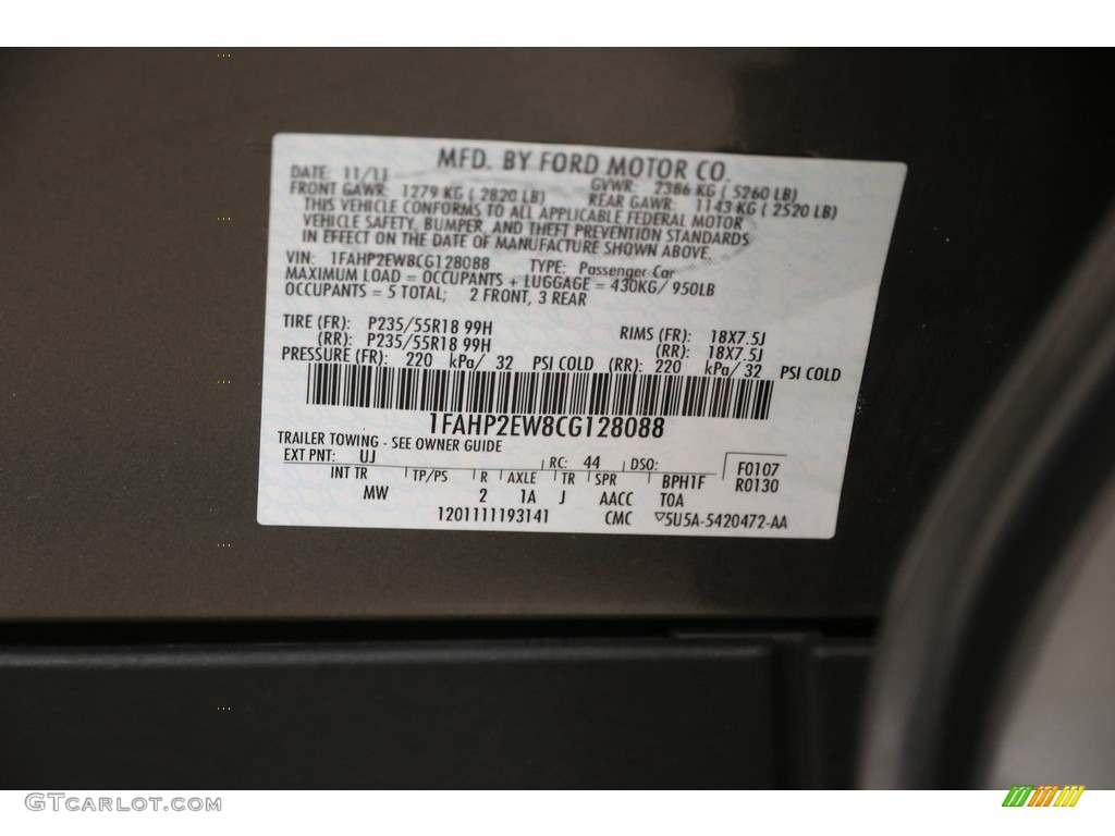 2012 Taurus SEL - Sterling Grey / Charcoal Black photo #18
