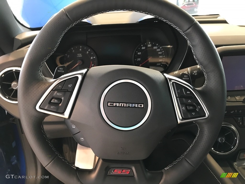 2018 Chevrolet Camaro SS Coupe Jet Black Steering Wheel Photo #123444481