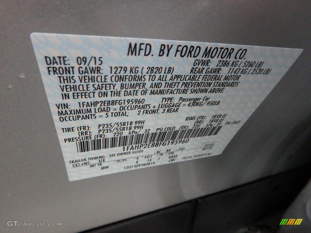 2015 Taurus SEL - Ingot Silver Metallic / Charcoal Black photo #23