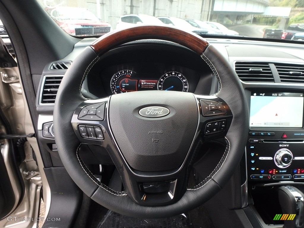 2017 Ford Explorer Platinum 4WD Ebony Black Steering Wheel Photo #123483904