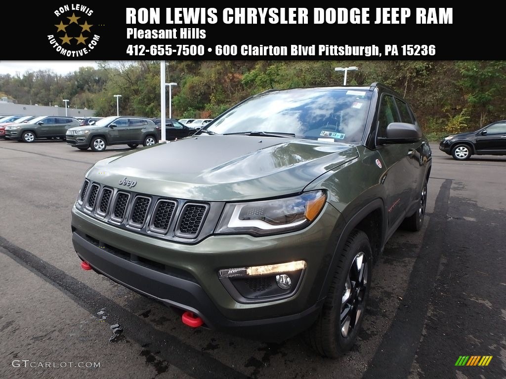 2018 Compass Trailhawk 4x4 - Olive Green Pearl / Black/Ruby Red photo #1