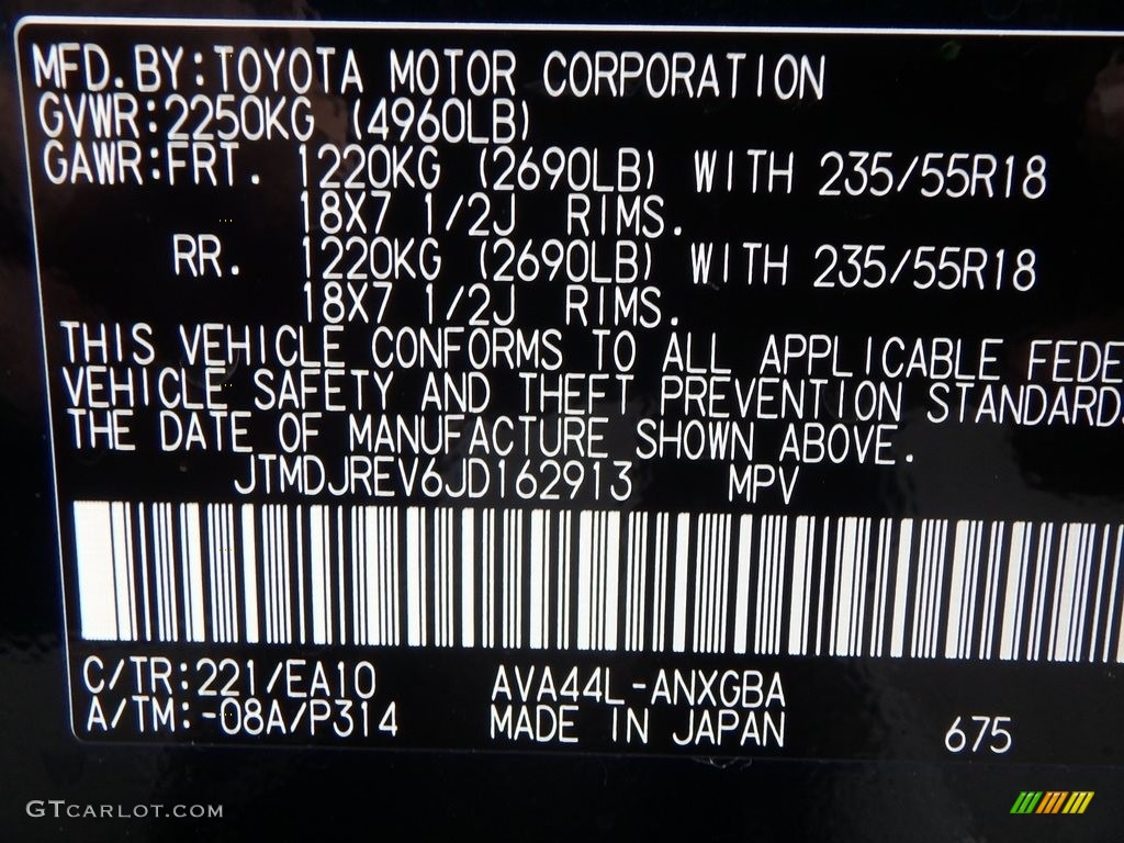 2018 RAV4 Color Code 221 for Black Photo #123490478