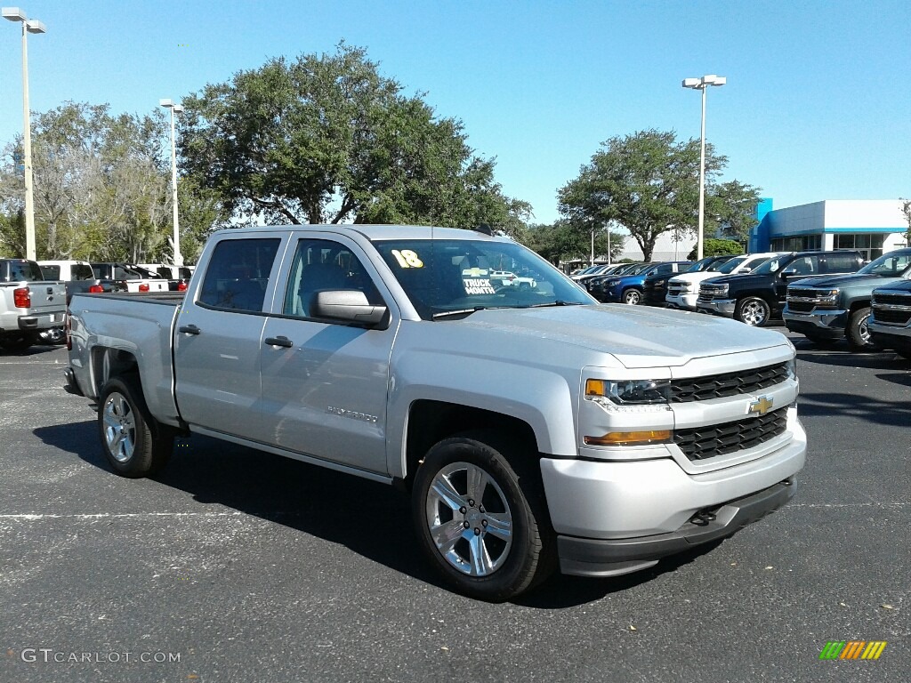 2018 Silverado 1500 Custom Crew Cab - Silver Ice Metallic / Dark Ash/Jet Black photo #7