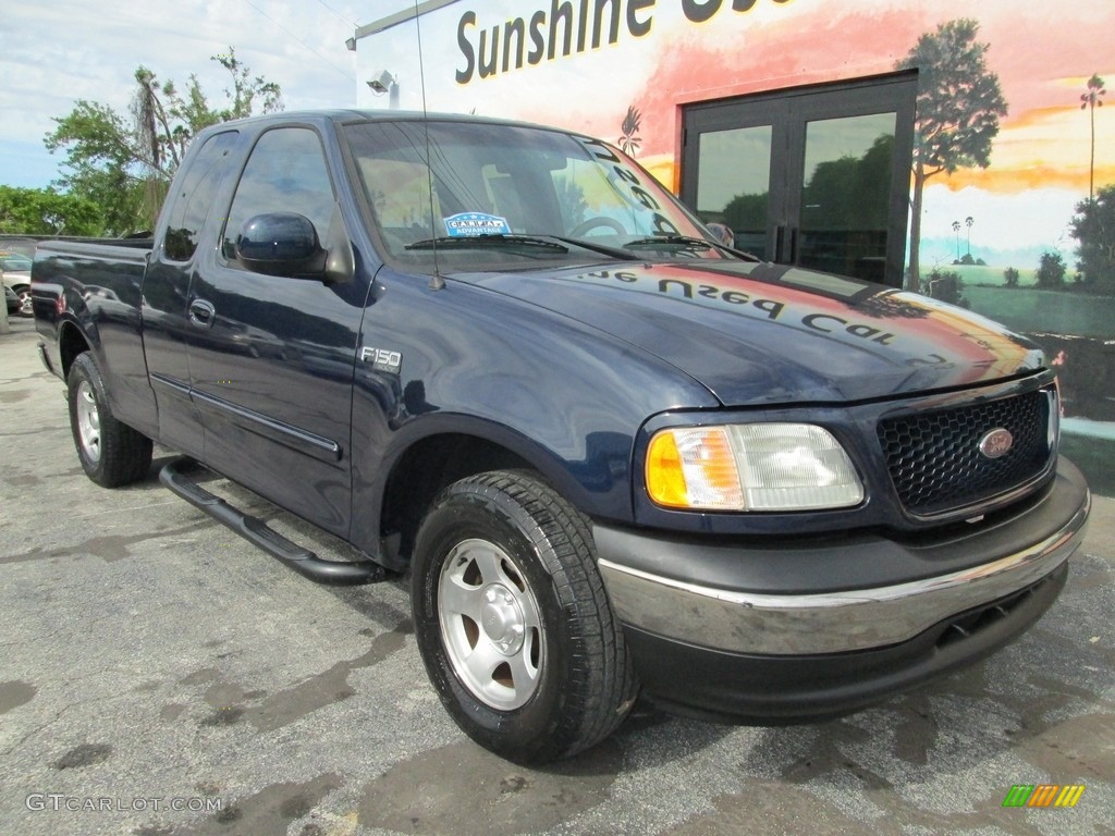 2002 F150 XLT SuperCab - True Blue Metallic / Dark Graphite photo #3