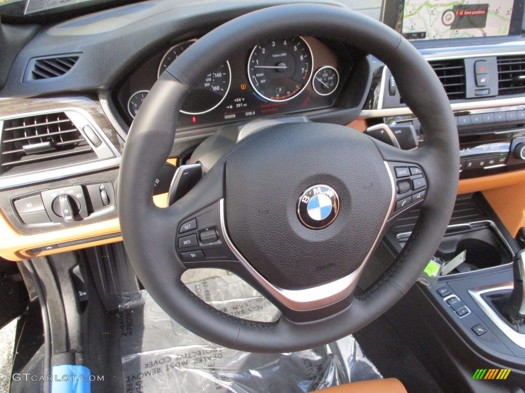 2018 BMW 4 Series 430i xDrive Convertible Cognac Steering Wheel Photo #123514502