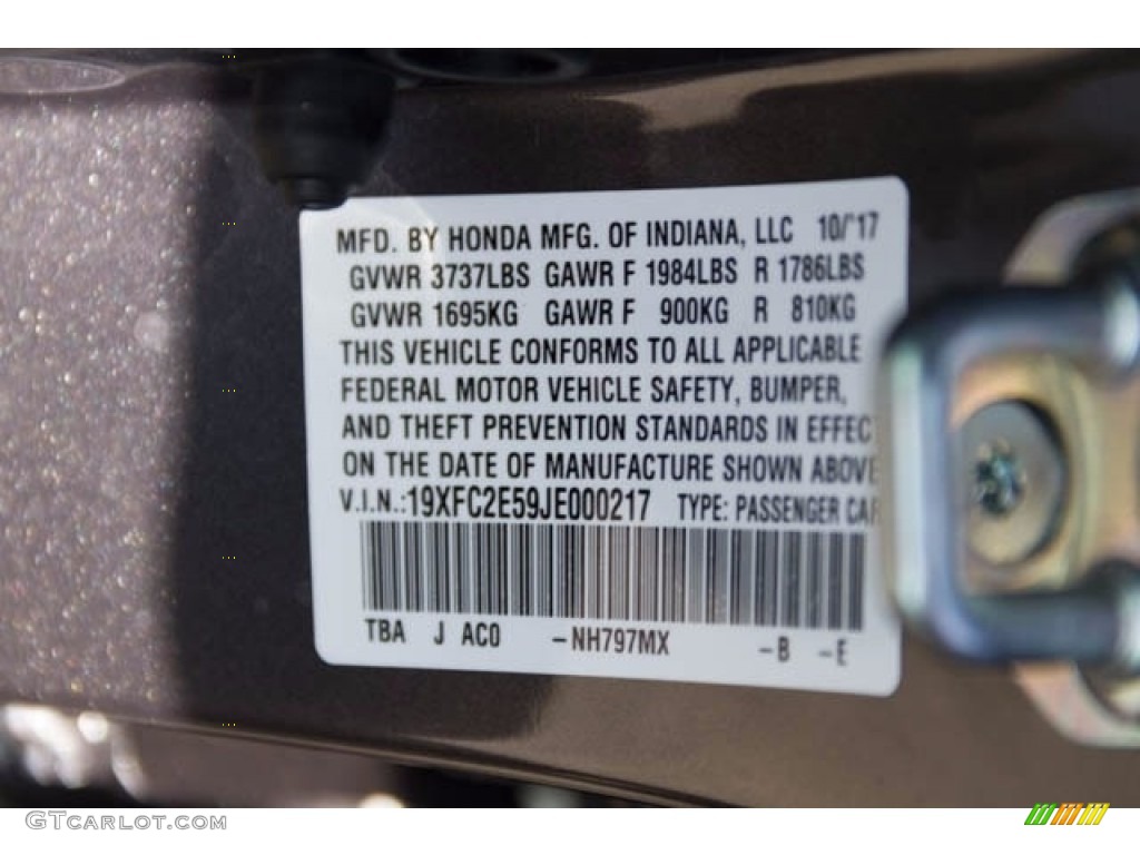 2018 Civic Color Code NH797MX for Modern Steel Metallic Photo #123517460