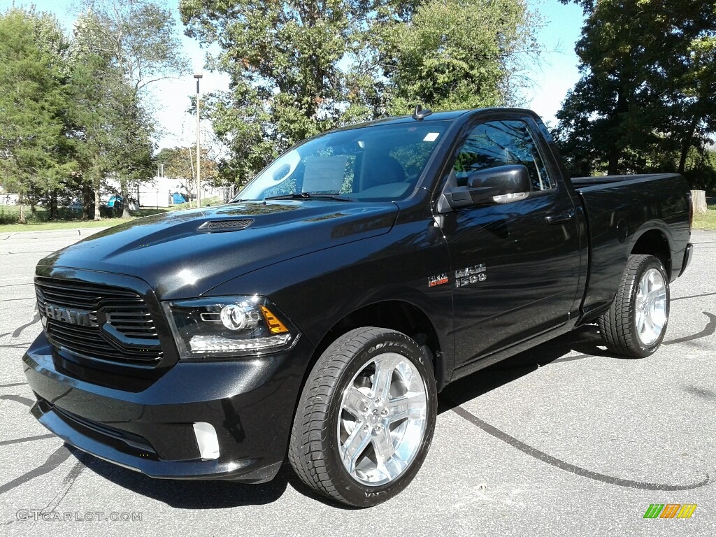 Brilliant Black Crystal Pearl 2018 Ram 1500 Sport Regular Cab Exterior Photo #123523457