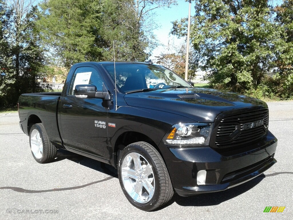Brilliant Black Crystal Pearl 2018 Ram 1500 Sport Regular Cab Exterior Photo #123523541