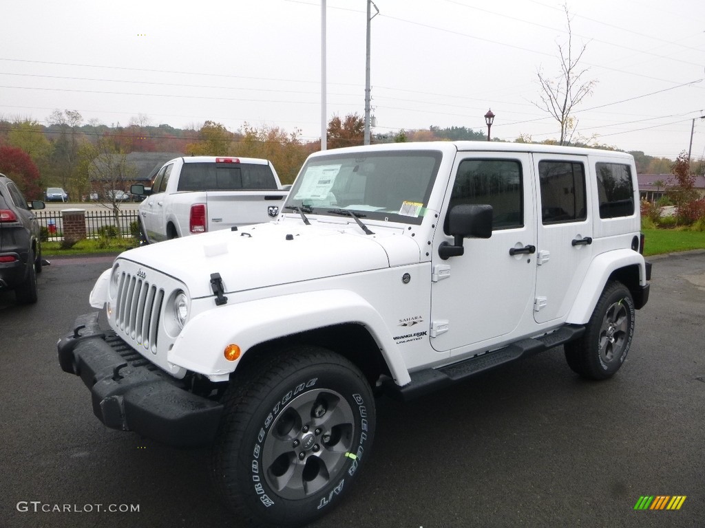 Bright White 2018 Jeep Wrangler Unlimited Sahara 4x4 Exterior Photo #123529640