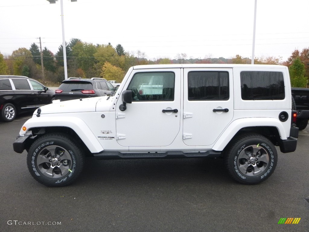 Bright White 2018 Jeep Wrangler Unlimited Sahara 4x4 Exterior Photo #123529655