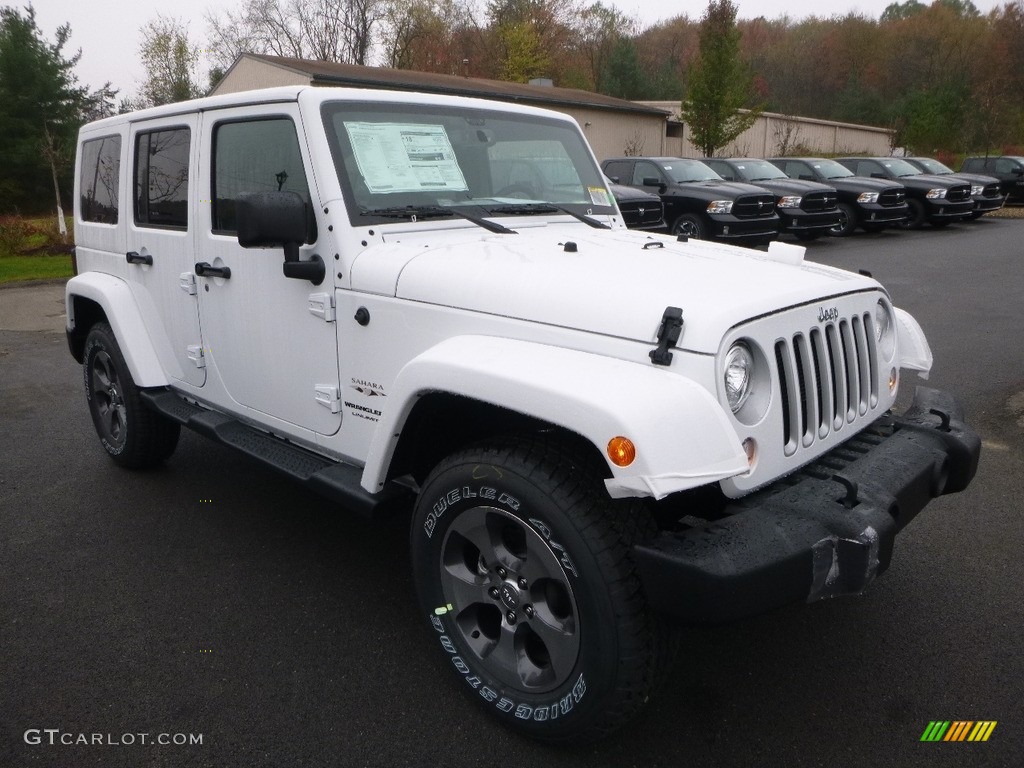 Bright White 2018 Jeep Wrangler Unlimited Sahara 4x4 Exterior Photo #123529760