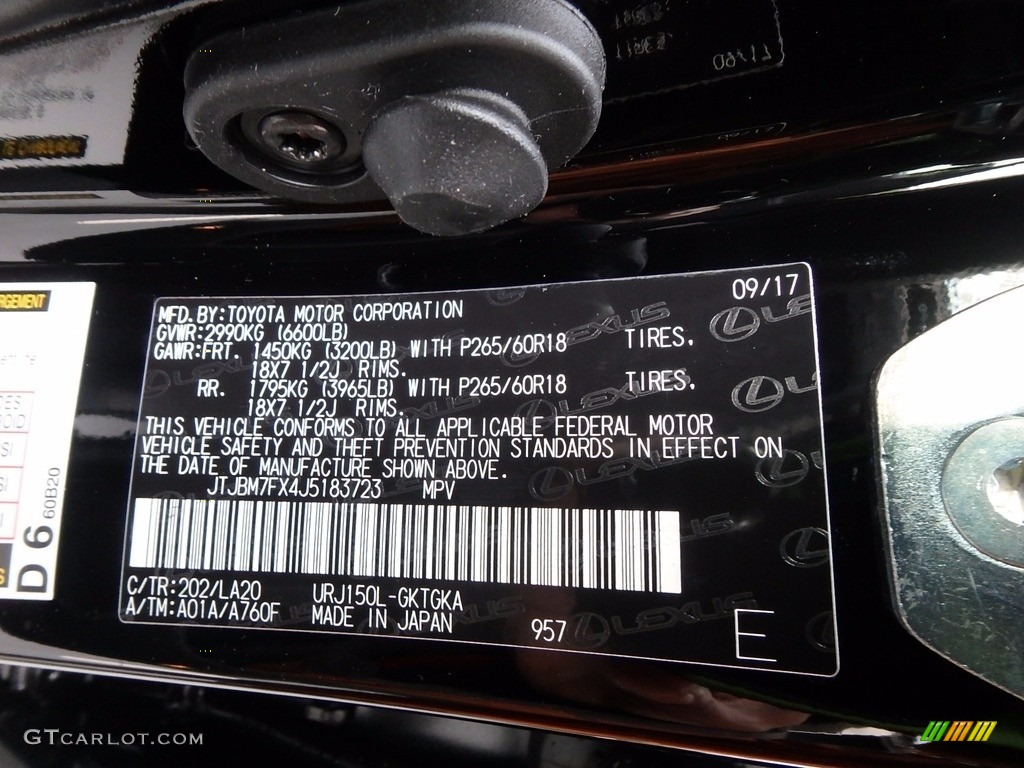 2018 GX Color Code 202 for Black Onyx Photo #123532598