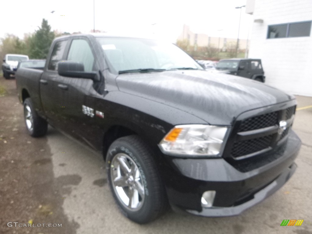 2018 1500 Express Quad Cab 4x4 - Brilliant Black Crystal Pearl / Black/Diesel Gray photo #6