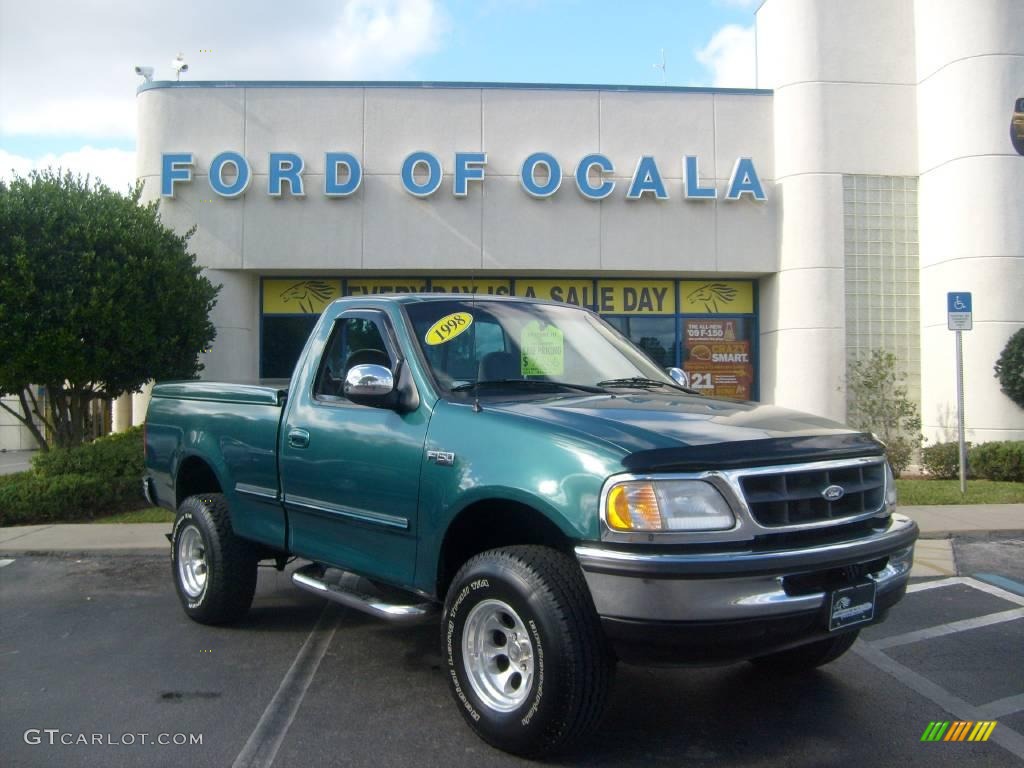 1998 F150 Regular Cab - Woodland Green Metallic / Medium Graphite photo #1