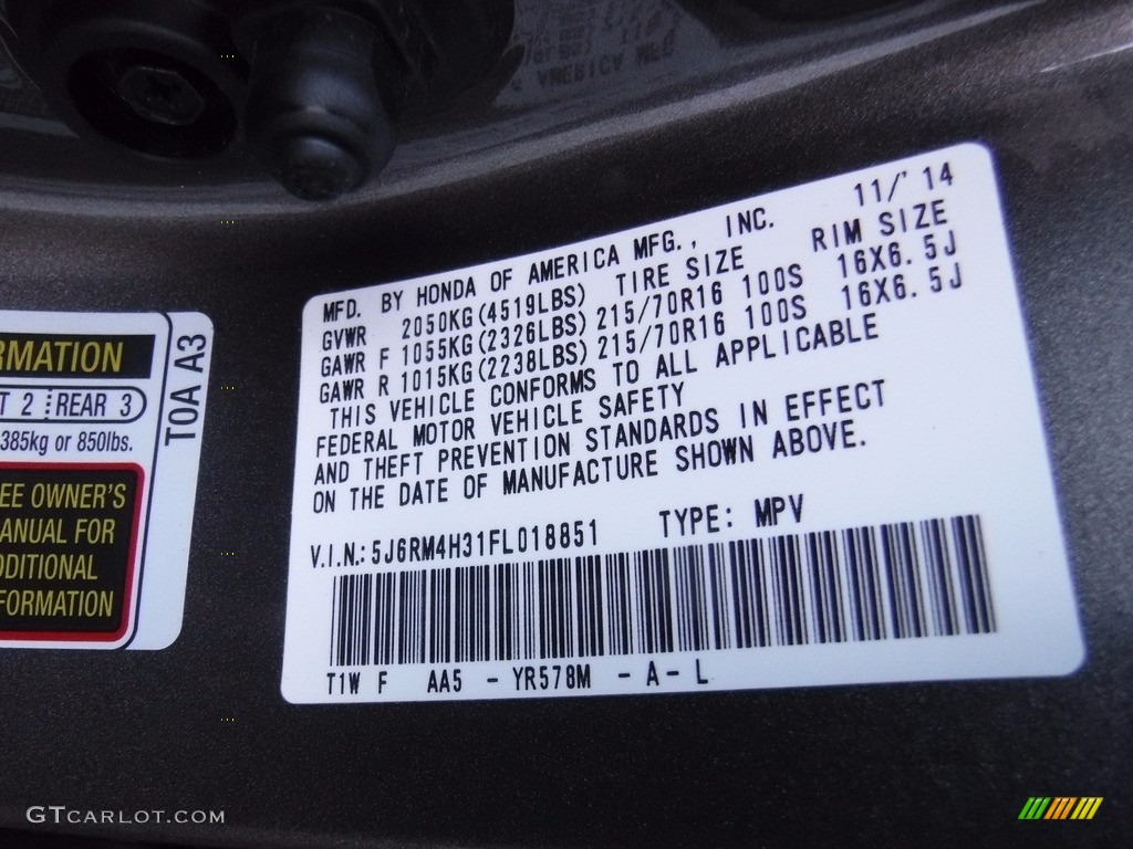 2015 CR-V LX AWD - Urban Titanium Metallic / Black photo #24