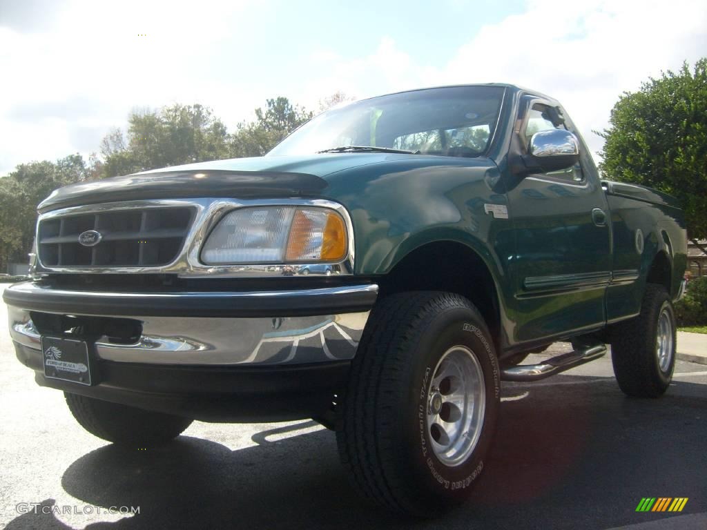 1998 F150 Regular Cab - Woodland Green Metallic / Medium Graphite photo #7
