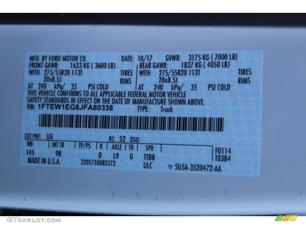 2018 F150 Platinum SuperCrew 4x4 - White Platinum / Black photo #27