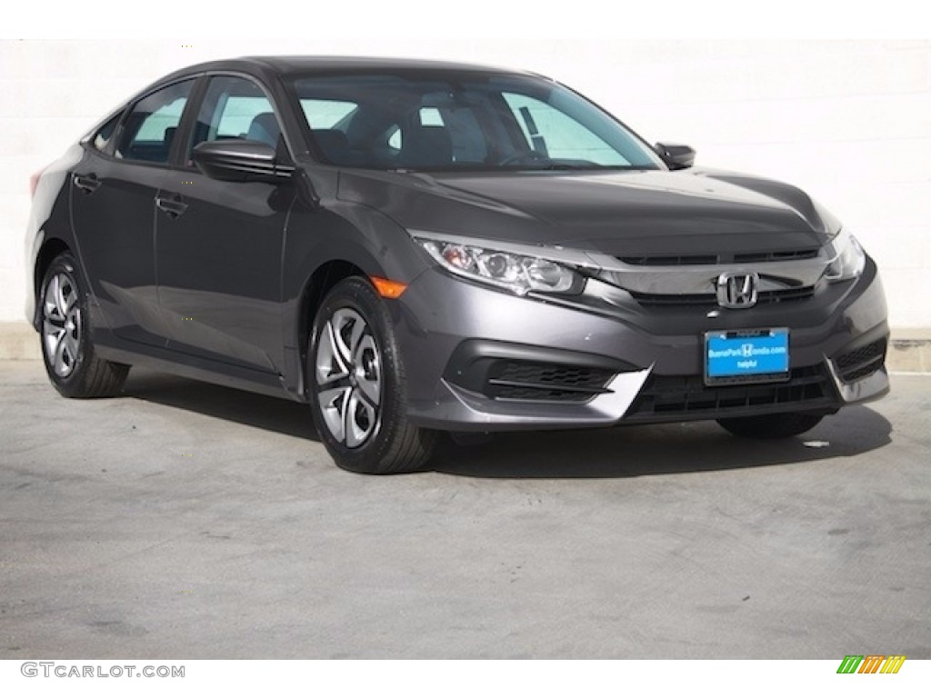 2018 Civic LX Sedan - Modern Steel Metallic / Black photo #1