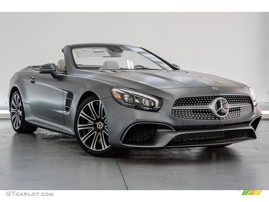 designo Selenite Grey Magno (Matte) 2018 Mercedes-Benz SL 450 Roadster Exterior Photo #123568210