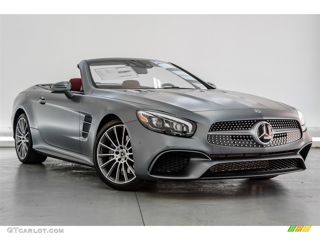 designo Selenite Grey Magno (Matte) 2018 Mercedes-Benz SL 450 Roadster Exterior Photo #123568564