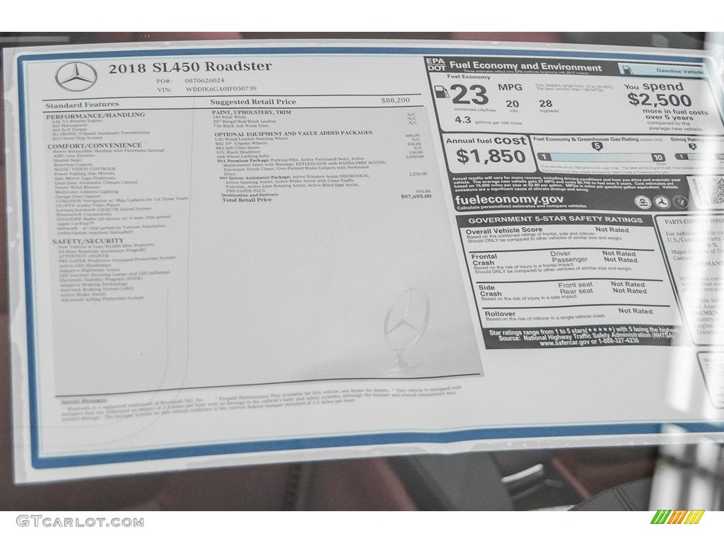 2018 Mercedes-Benz SL 450 Roadster Window Sticker Photo #123568864