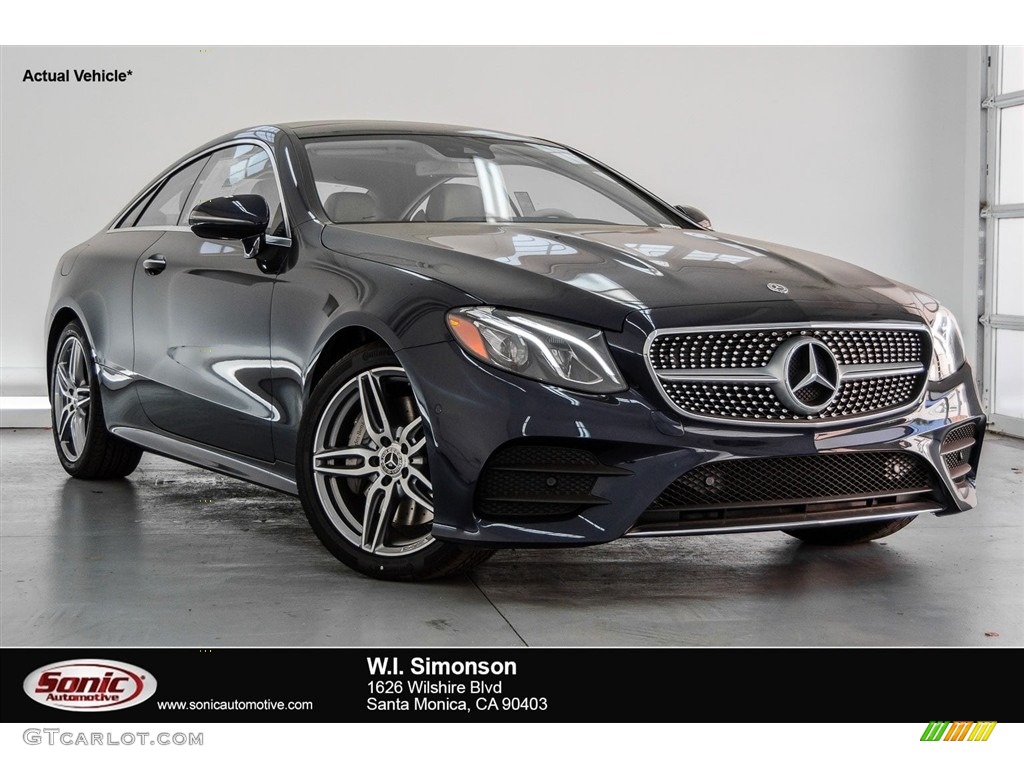 2018 E 400 Coupe - Lunar Blue Metallic / Macchiato Beige/Yacht Blue photo #1