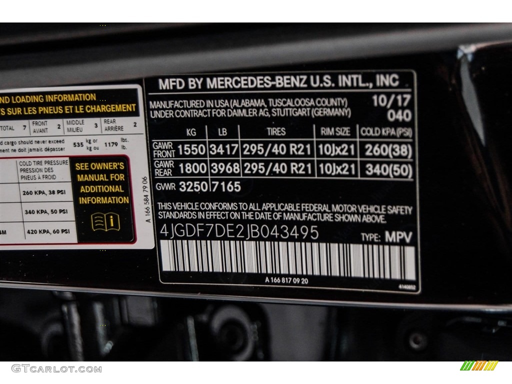 2018 GLS Color Code 040 for Black Photo #123571426