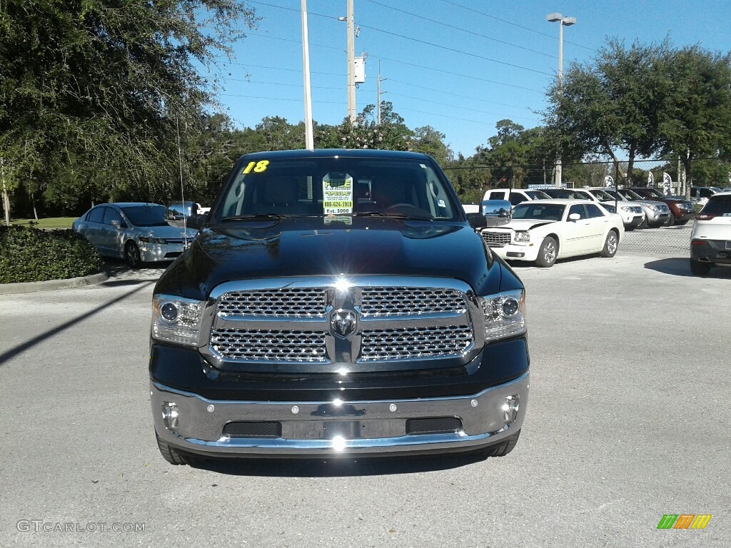2018 1500 Laramie Crew Cab - Brilliant Black Crystal Pearl / Canyon Brown/Light Frost Beige photo #8
