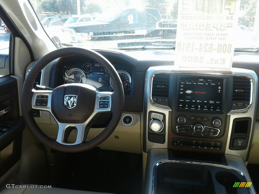 2018 1500 Laramie Crew Cab - Brilliant Black Crystal Pearl / Canyon Brown/Light Frost Beige photo #13