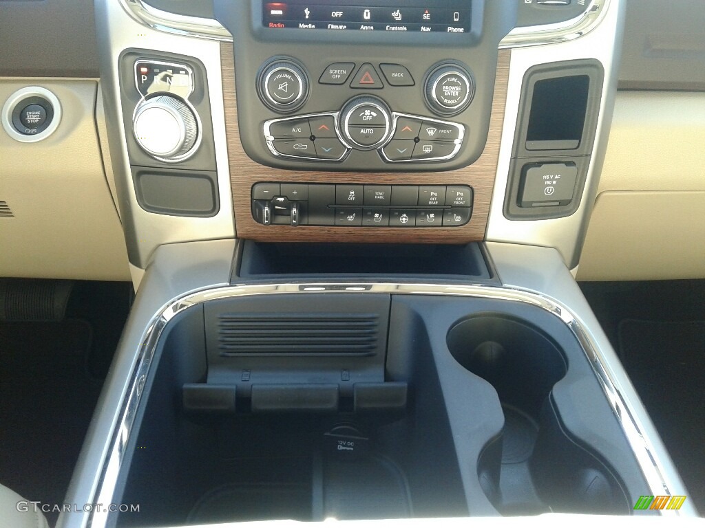 2018 1500 Laramie Crew Cab - Brilliant Black Crystal Pearl / Canyon Brown/Light Frost Beige photo #16