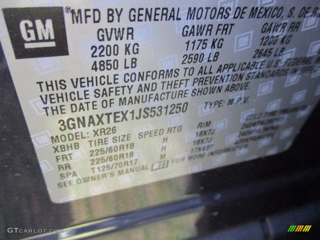 2018 Equinox LT AWD - Storm Blue Metallic / Medium Ash Gray photo #20