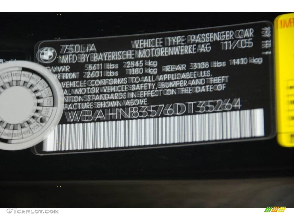 2006 7 Series 750Li Sedan - Black Sapphire Metallic / Black/Black photo #8